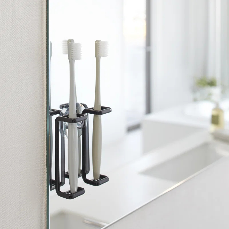 Yamazaki Home Tower Yamazaki Home Toothbrush Holder, Suction Cup Organizer For Bath, Steel, Water Resistant