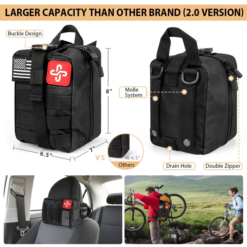Arlmont & Co. Survival Kit, 250 Piece Survival Gear First Aid Kit With Molle System Compatible Bag And Emergency Tent, Earthquake Emergency Kit, Outdoor Adventure, Hiking, Hunting, Gift For Men And Women