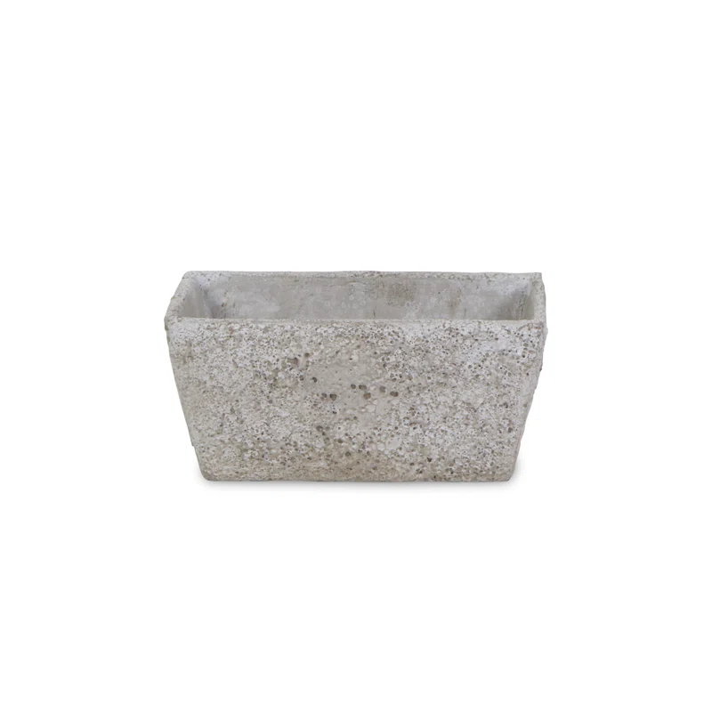 HomeRoots 9" Gray Speckle Glaze Cement Indoor Outdoor Rectangular Pot Planter