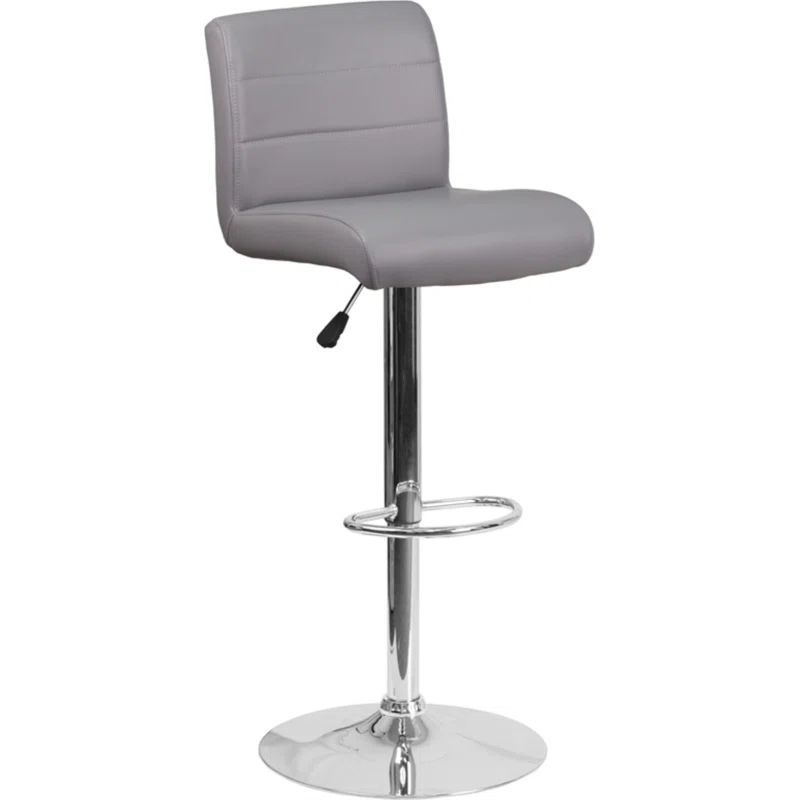 Flash Furniture Contemporary Vinyl Adjustable Height Barstool with Rolled Seat and Chrome Base