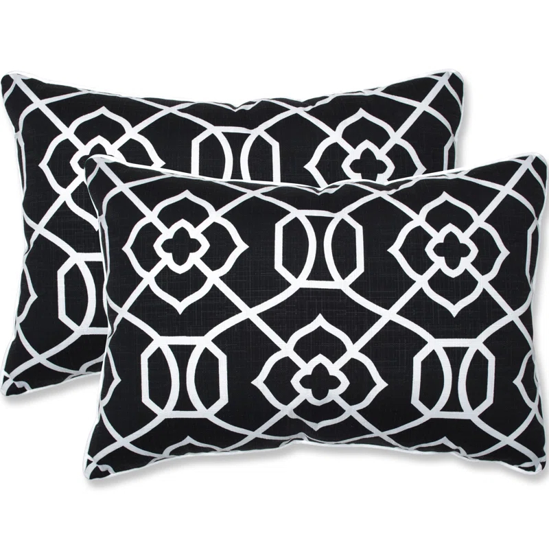 Pillow Perfect Geometric Indoor/Outdoor Reversible Throw Pillow (Set of 2)