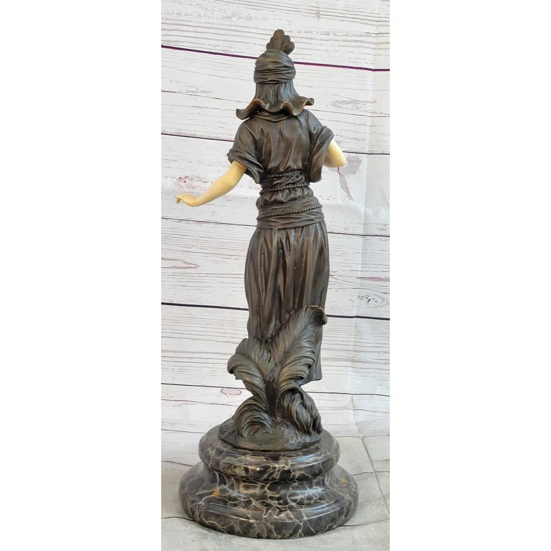 Bloomsbury Market Ayme Art Deco Bronze And Faux Bone Turkish Princess Sculpture Brown Marble Base Decor