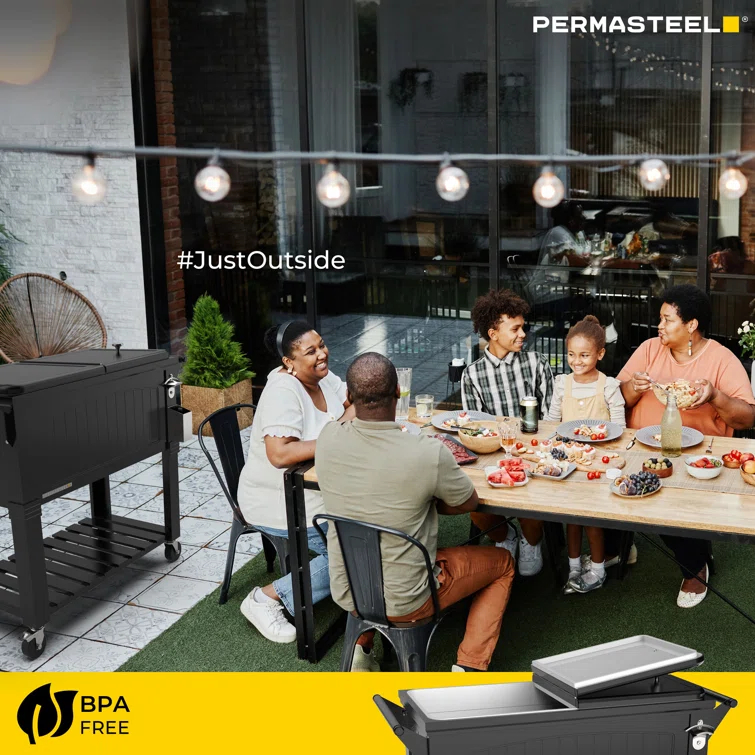 Permasteel 80 Qt. Furniture Style Rolling Patio Cooler