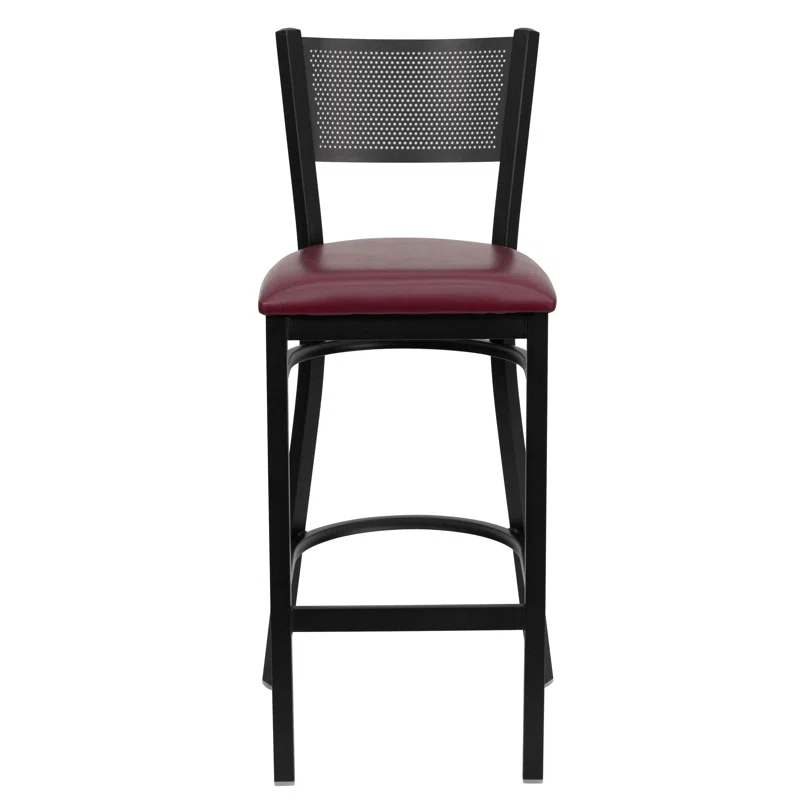 Flash Furniture Miranda Commercial Grade Grid Back Metal Restaurant Barstool with Vinyl Seat
