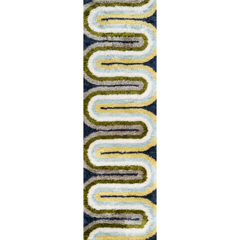 Novogratz Geometric Handmade Area Rug in Green/Yellow/Light Blue