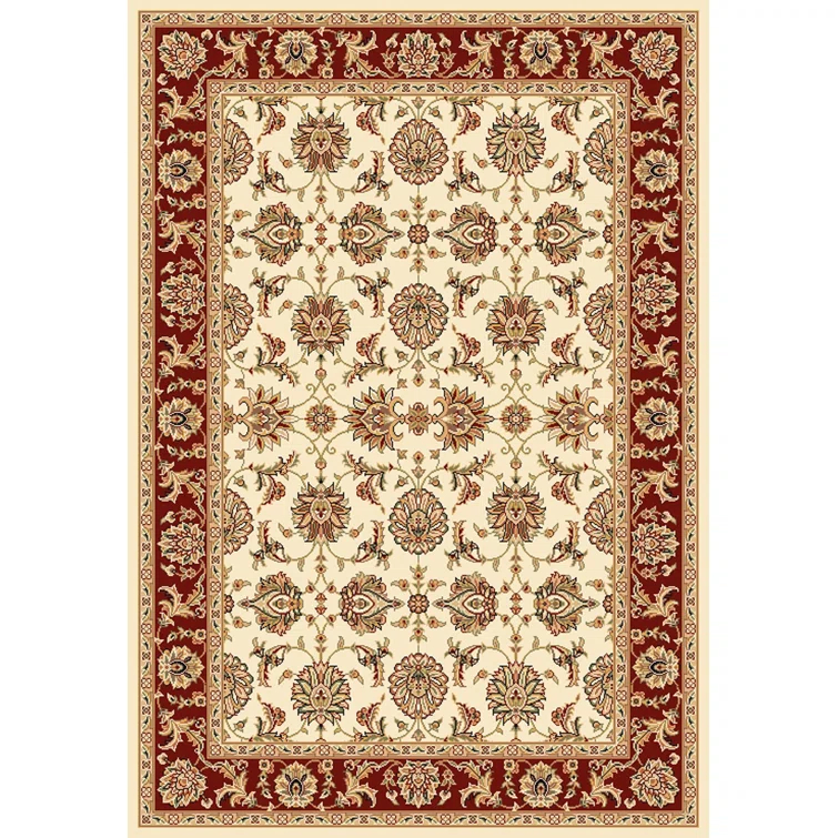 KAS Rugs Rectangle: 3'3" x 4'11" - Cambridge Ivory / Red Kashan Rug