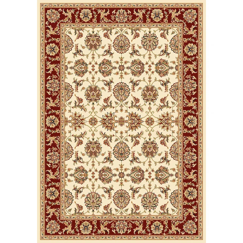 KAS Rugs Rectangle: 3'3" x 4'11" - Cambridge Ivory / Red Kashan Rug