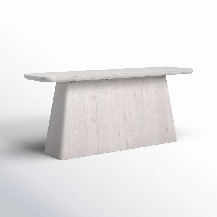 White Wash Oak Wood Console Table with Storage