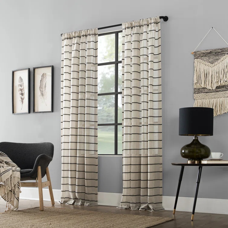 Clean Window Aso Twill Stripe Anti-Dust Linen Blend Sheer Curtain Panel & Reviews | Wayfair