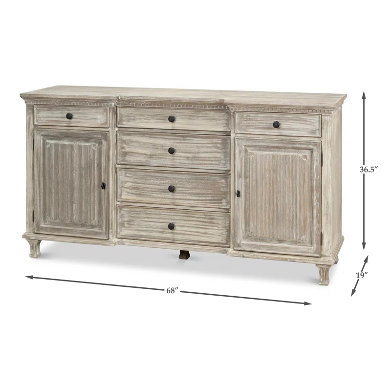 Sarreid Ltd Bungalow 68'' Solid Wood Sideboard