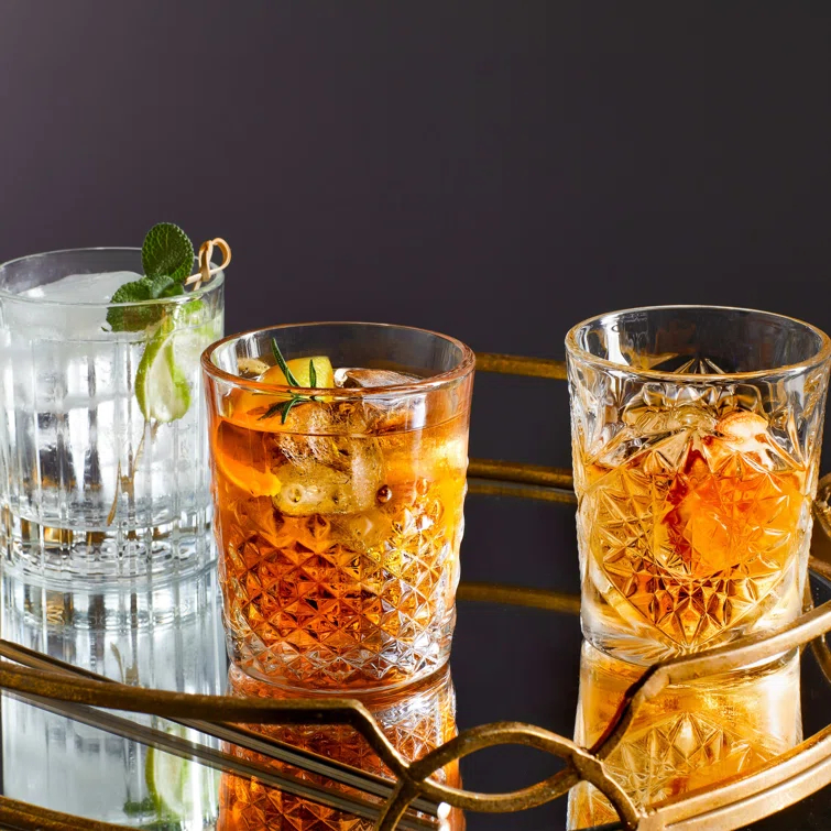 Libbey Classic Libbey Cocktail Hobstar Double Old Fashioned Glasses, 12 oz. (Set of 4)