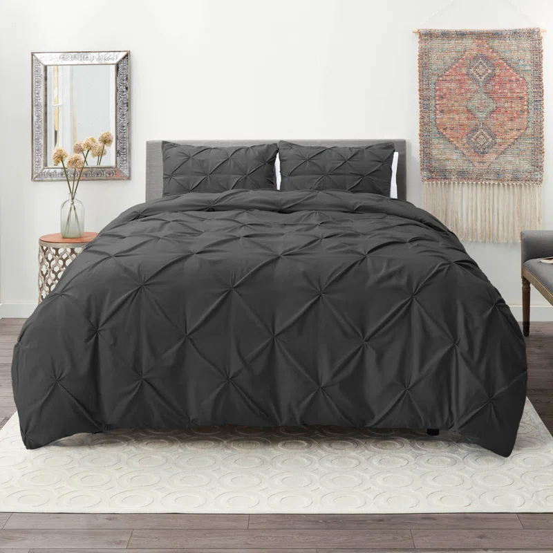 Nestl Double Brushed Pleated Duvet Cover Set