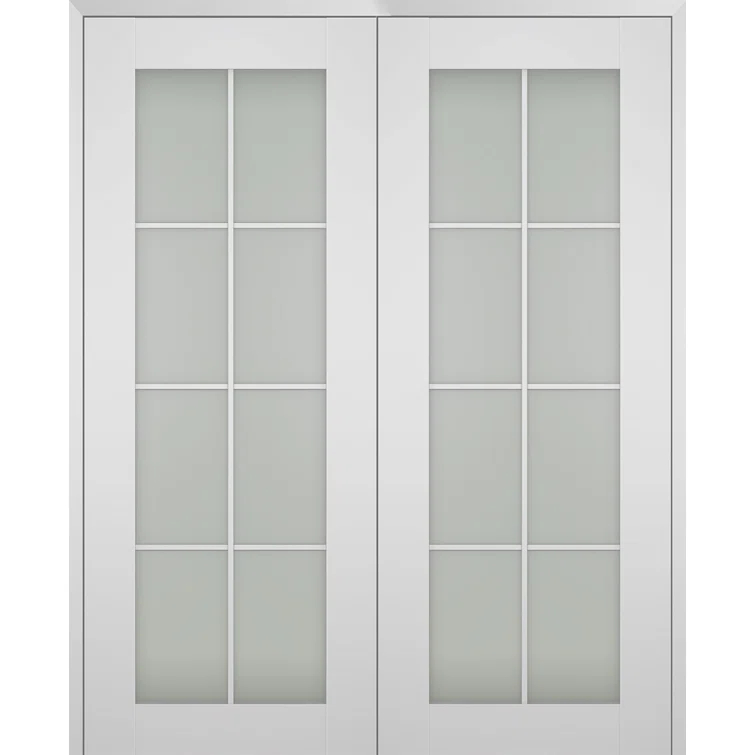 Belldinni Smart Pro 8 Lite Manufactured Wood and Frosted Glass Paneled Interior Double Prehung Door