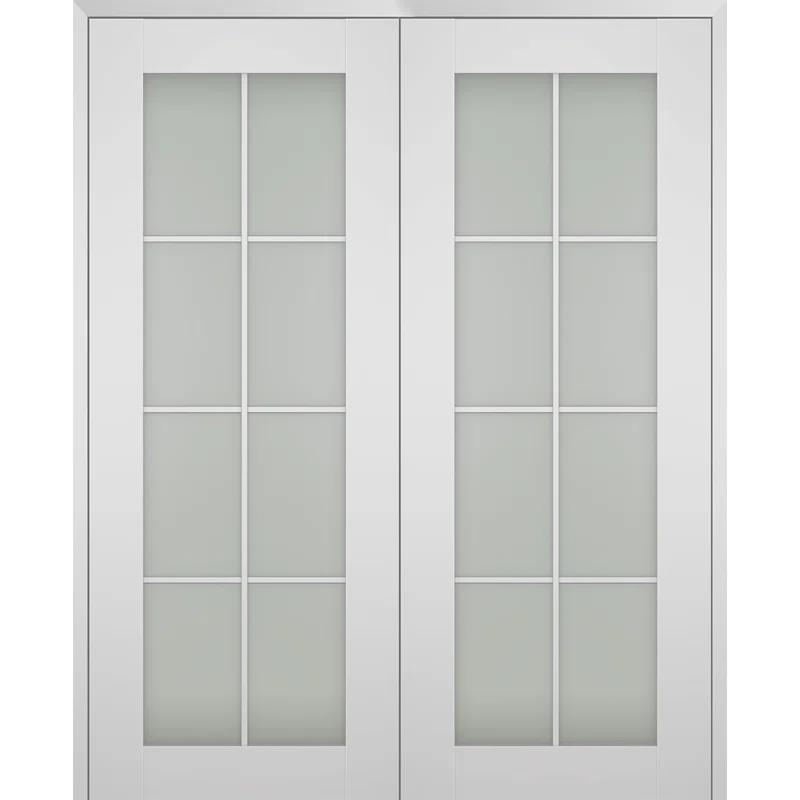 Belldinni Smart Pro 8 Lite Manufactured Wood and Frosted Glass Paneled Interior Double Prehung Door