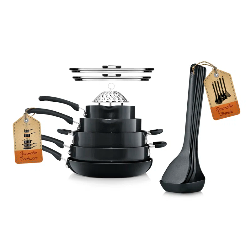NutriChef 17 - Piece Non-Stick Aluminum Cookware Set