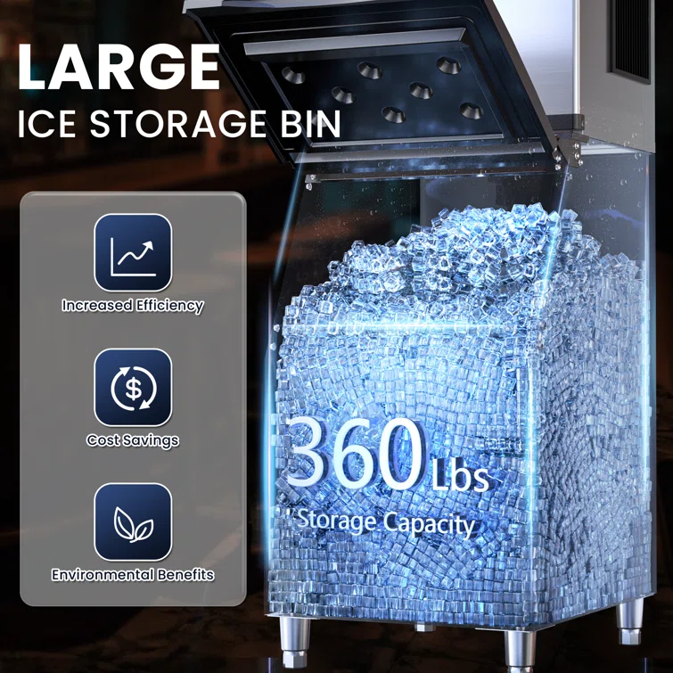 Coolake Commercial Ice Maker Machine 450lbs With 360lb Large Storage, 22 Inch Full Cube Air Cooled Stainless Steel Freestanding Ice Machine For Restaurant Church Hotel, Doe Etl Listed & Reviews | Wayfair