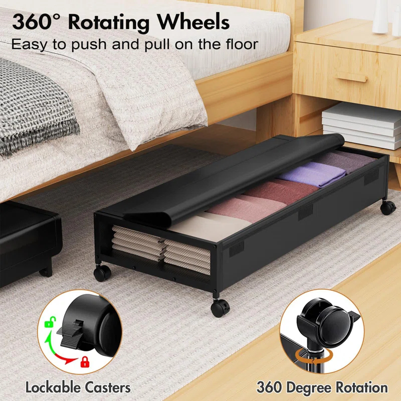 Rebrilliant 2Pack Lengthen Underbed Storage Containers with Wheels