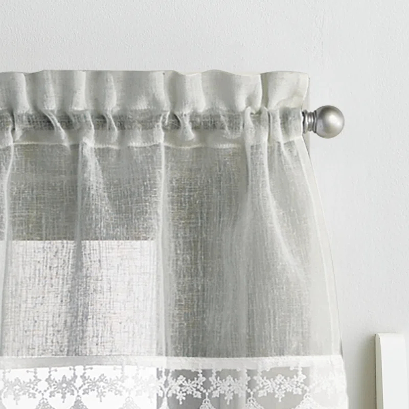 Rosalind Wheeler Juniata Tailored 55'' W Kitchen Curtain in Gray (Set of 3)