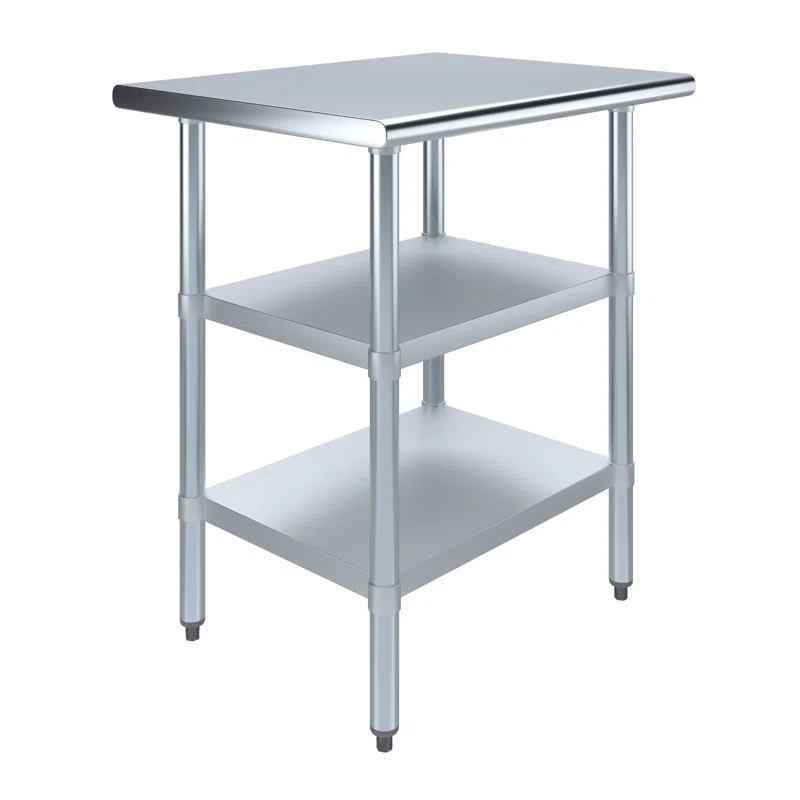 Amgood Stainless Steel Work Table with 2 Shelves