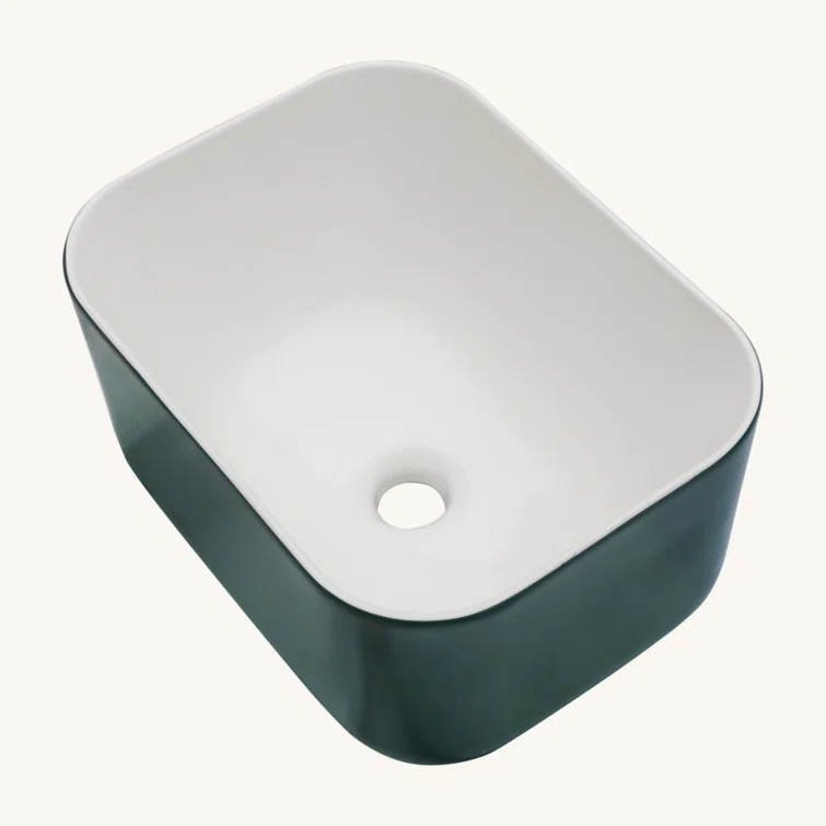 Tech Cube 16X12 Inch Ceramic Square Vessel Bathroom Sink TCYX05440A