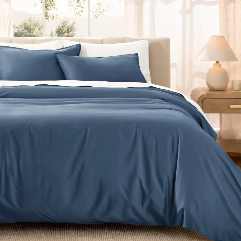 Bare Home 400 Thread Count Organic Cotton Sateen Duvet Cover Set