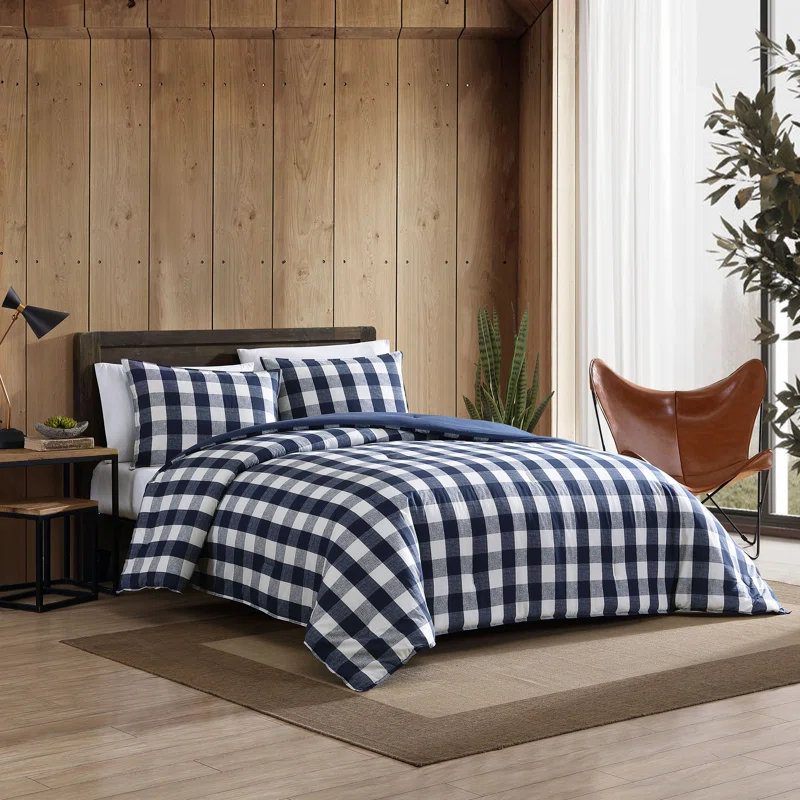 Eddie Bauer Eddie Bauer Lakehouse Plaid Blue Cotton Duvet Cover Set