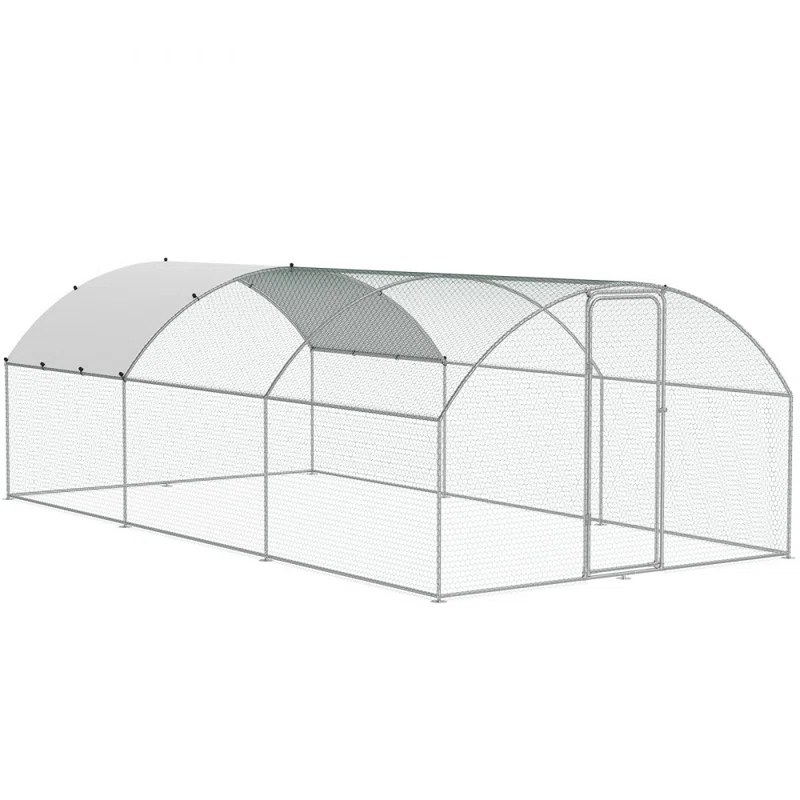 Tucker Murphy Pet™ Large Metal Chicken Coop with Run, 9.8x19.3x6.5 ft Walk-in Chicken Runs for Yard with Cover