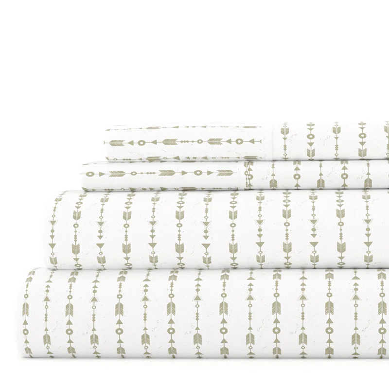 Home Beaded Arrows Striped Pattern Microfiber Sheet Set