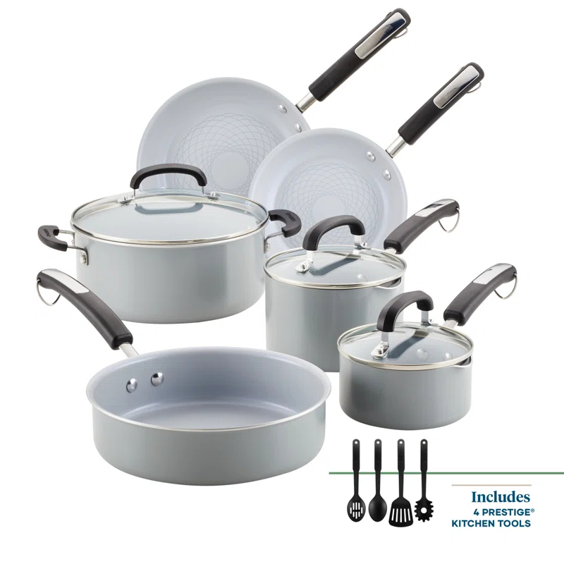 Farberware Eco Advantage Ceramic Nonstick Cookware Pots and Pans Set with Cooking Tools, 13 Piece