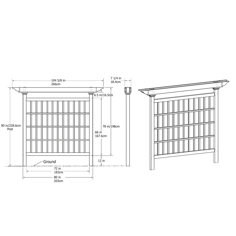 Vita Camden 90'' H x 4'' W Vinyl Lattice Panel Trellis