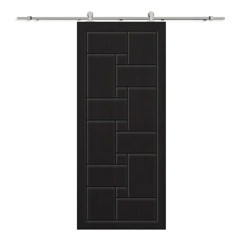 Calhome Paneled Manufactured Wood And Metal Barn Door With Installation Hardware Kit
