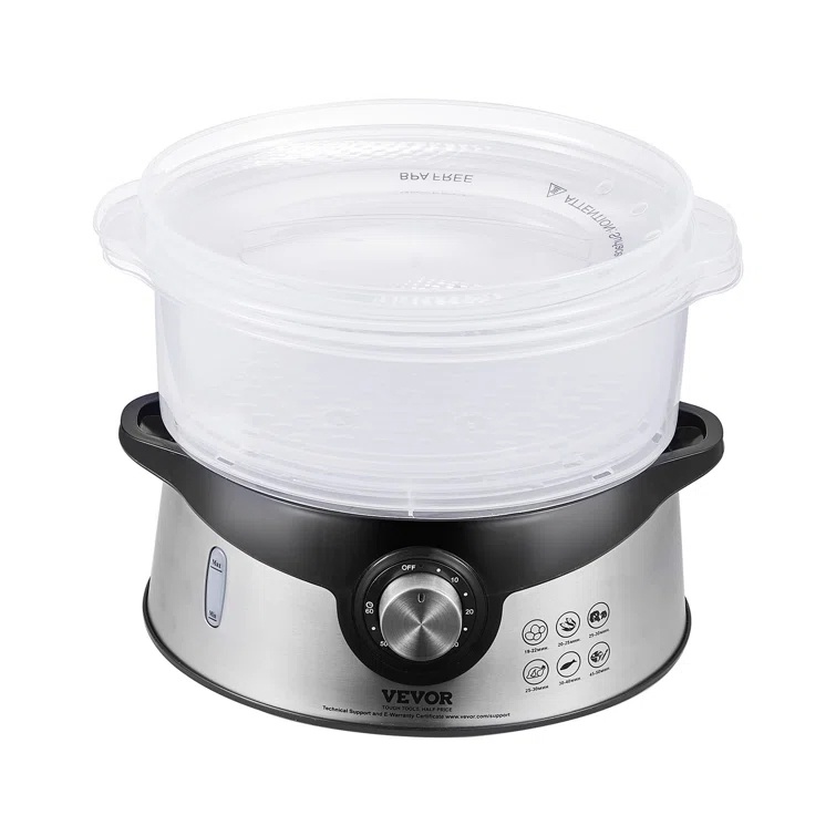 VEVOR VEVOR 9.5Qt Electric Food Steamer 3-Tier Vegetable Steamer & 60 Min Timer 800W