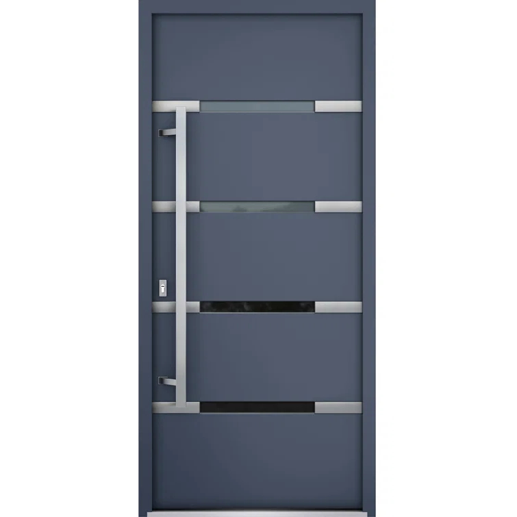 VDomDoors Deux Gray Exterior Metal Prehung Front Entry Doors