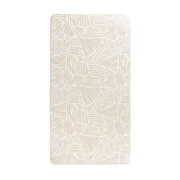 Oat Stripe Crib Sheet In Muslin Cotton