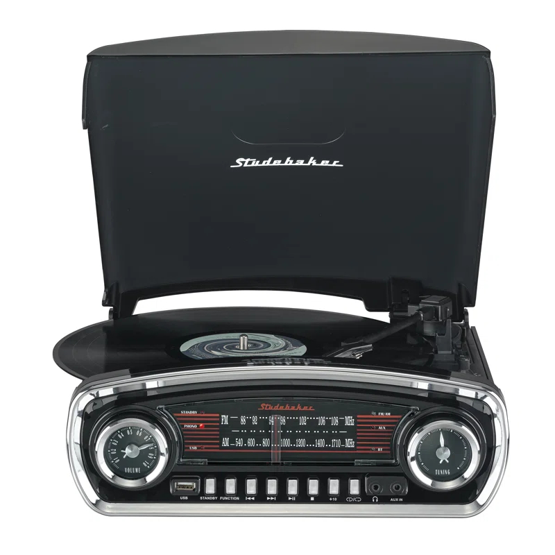 Studebaker Portable 3 - Speed Turntable Decorative Record Player with Bluetooth