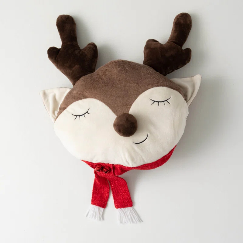 Clover Lane 24.5" Sleeping Reindeer Christmas Throw Pillow, Multicolor