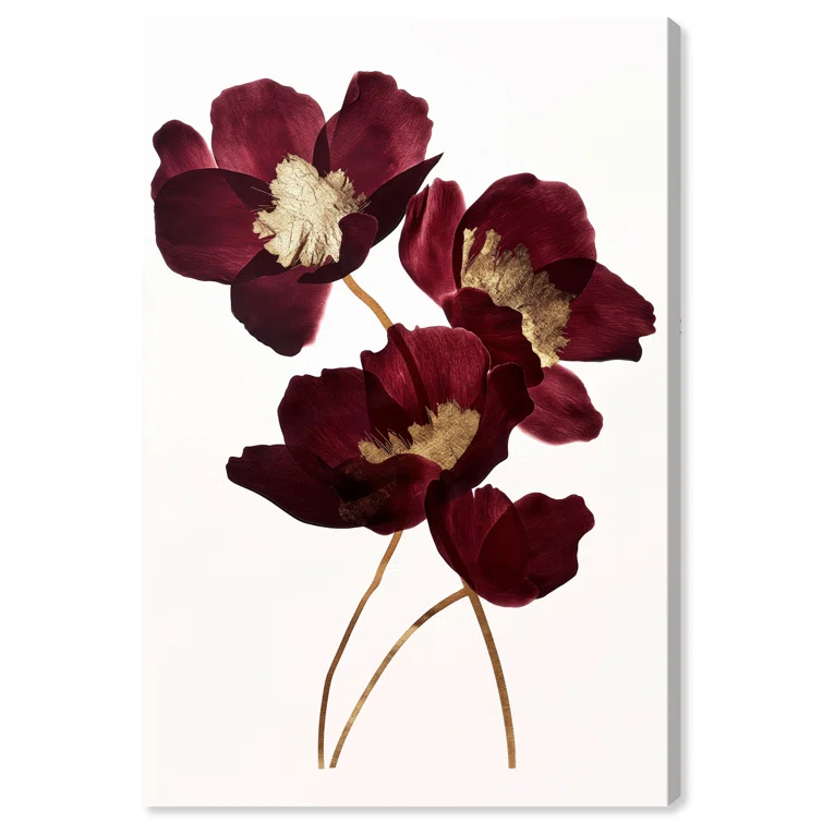 Art Remedy Art Remedy Wine Flowers Framed Floral Fine 1 Piece Canvas Wall Art 57114