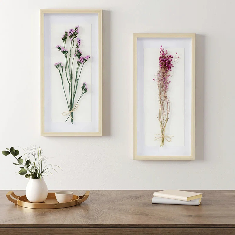 Dried Flower 2-Piece Shadow Box Wall Decor Set