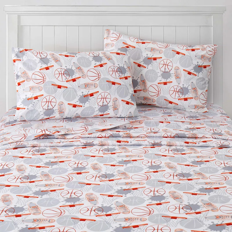 Sweet Home Collection Basketball Bed Sheet Set