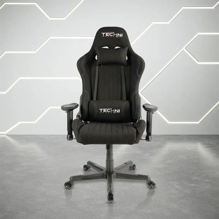 Techni Sport Techni Sport Adjustable Reclining Ergonomic Swiveling PC & Racing Game Chair in Black