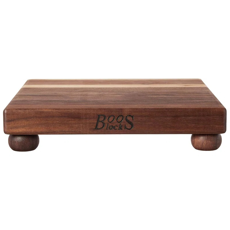 John Boos Gift 1.5" Edge Grain Walnut 12" Square Cutting Board with Wood Feet