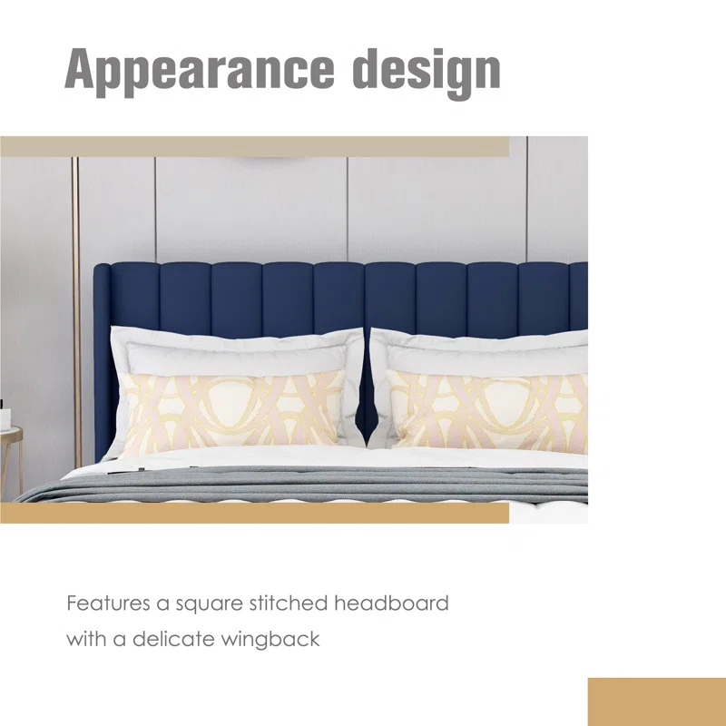 Eriksay Low Profile Upholstered Platform Bed with Winback Headboard