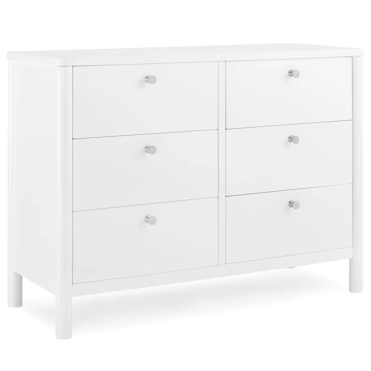 Delta Children Delta Children Brooks 6 Drawer Dresser With Interlocking Drawers (Includes 3 Sets Of Knobs – Choose From Natural, Brushed Nickel & Melted Bronze), Bianca