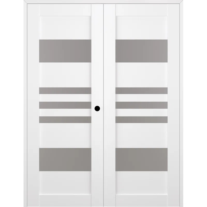 Belldinni Leti Solid Manufactured Wood and Glass Paneled Prefinished Double French Door