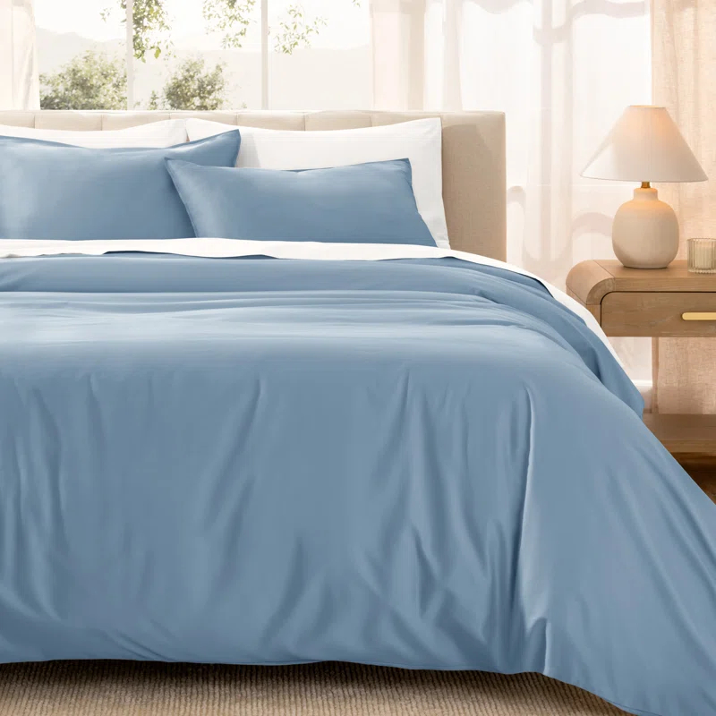 Bare Home 400 Thread Count Organic Cotton Sateen Duvet Cover Set