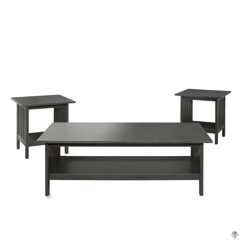 Red Barrel Studio® Classic Style Coffee Table And Two End Table Set Antique Gray Finish 3Pc Occasional Table Set Wooden Transitional Living Room Furniture (Set of 3)