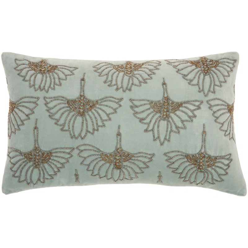 Mina Victory 12" X 20" Ivory Cotton Throw Pillow