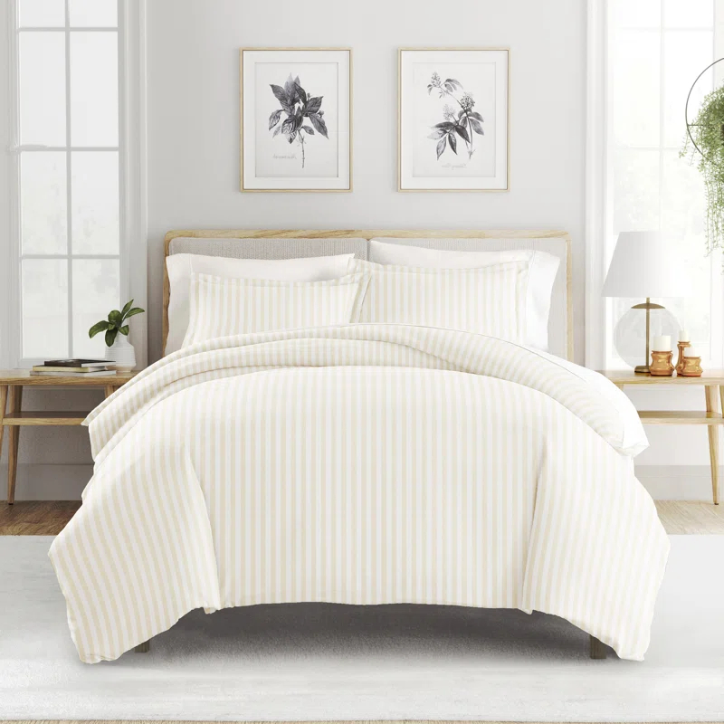 IEnjoy Home Becky Cameron Puffed Rugged Stripe Duvet Cover Set