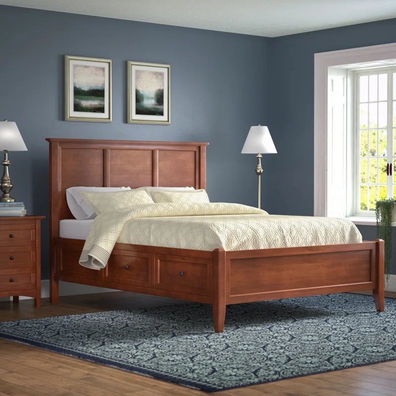 Solid Wood Platform Storage Bed