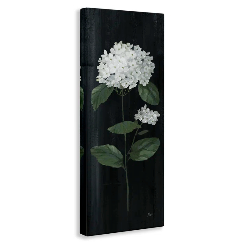 Stupell Industries " Hydrangea Flower Blossom Distressed Dark Background " by Nan Painting Print